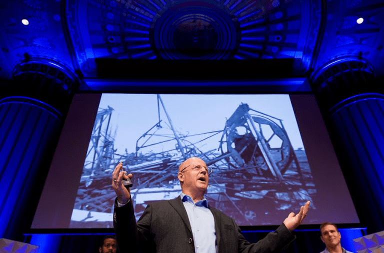 A photo of Peter Adriaens speaking